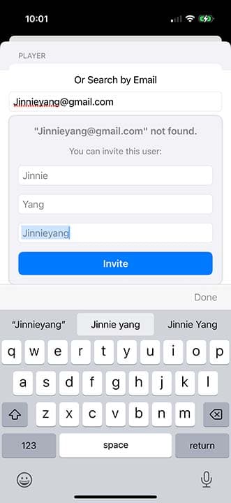 Send Invitation screen